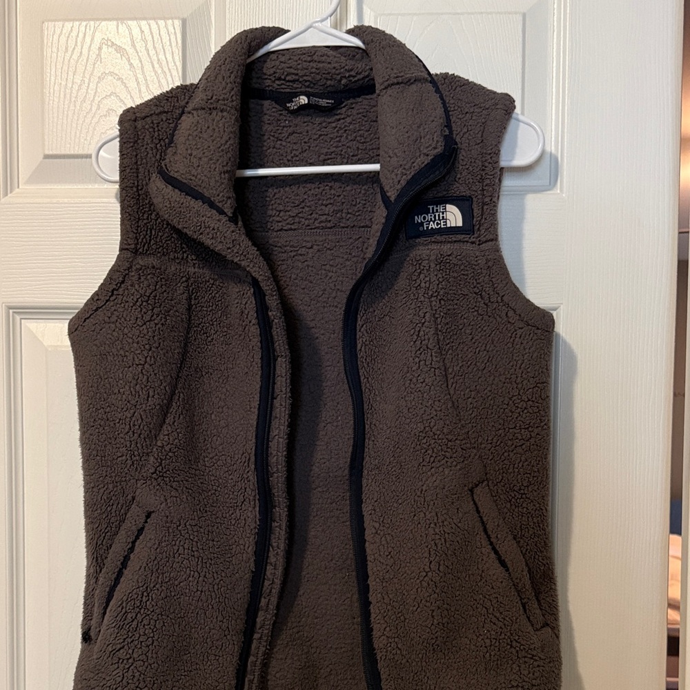 The North Face grey/navy piping Fleece Vest